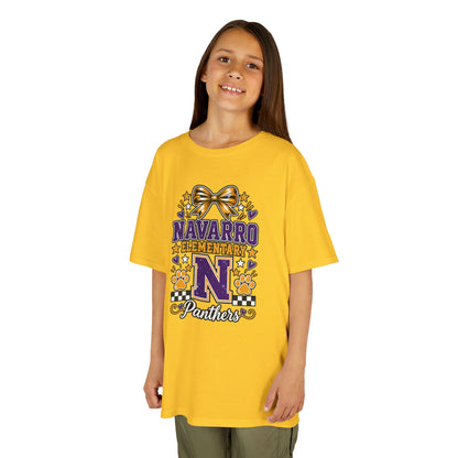 Kids Navarro Elementary Panthers T‑Shirt — Purple & Gold School Spirit Tee