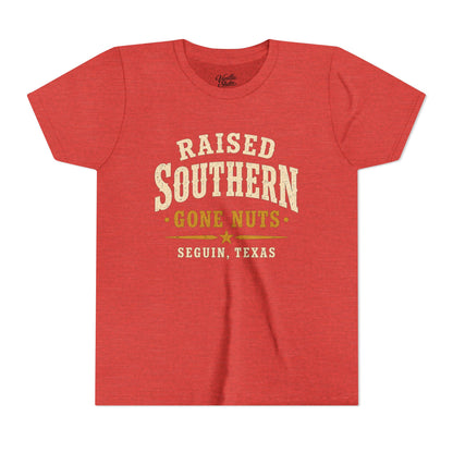 Youth Tee — "Raised Southern, Lone Star" Seguin, Texas Kids Shirt