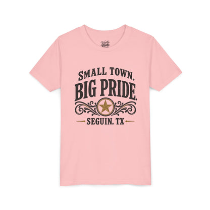 Youth Tee — "Small Town. Big Pride. Seguin, TX" Vintage Star