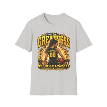 Custom Seguin Matador Girls Basketball Player Tee | Personalized Name & Jersey Number