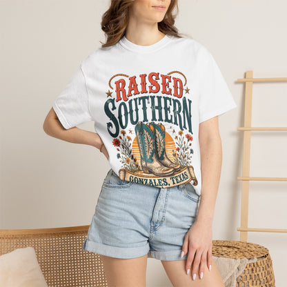Raised Southern T-Shirt — Gonzales, Texas Retro Western Tee