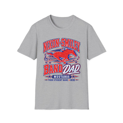Nixon-Smiley Mustangs Band T-Shirt — Vintage Red Mustang Music Design