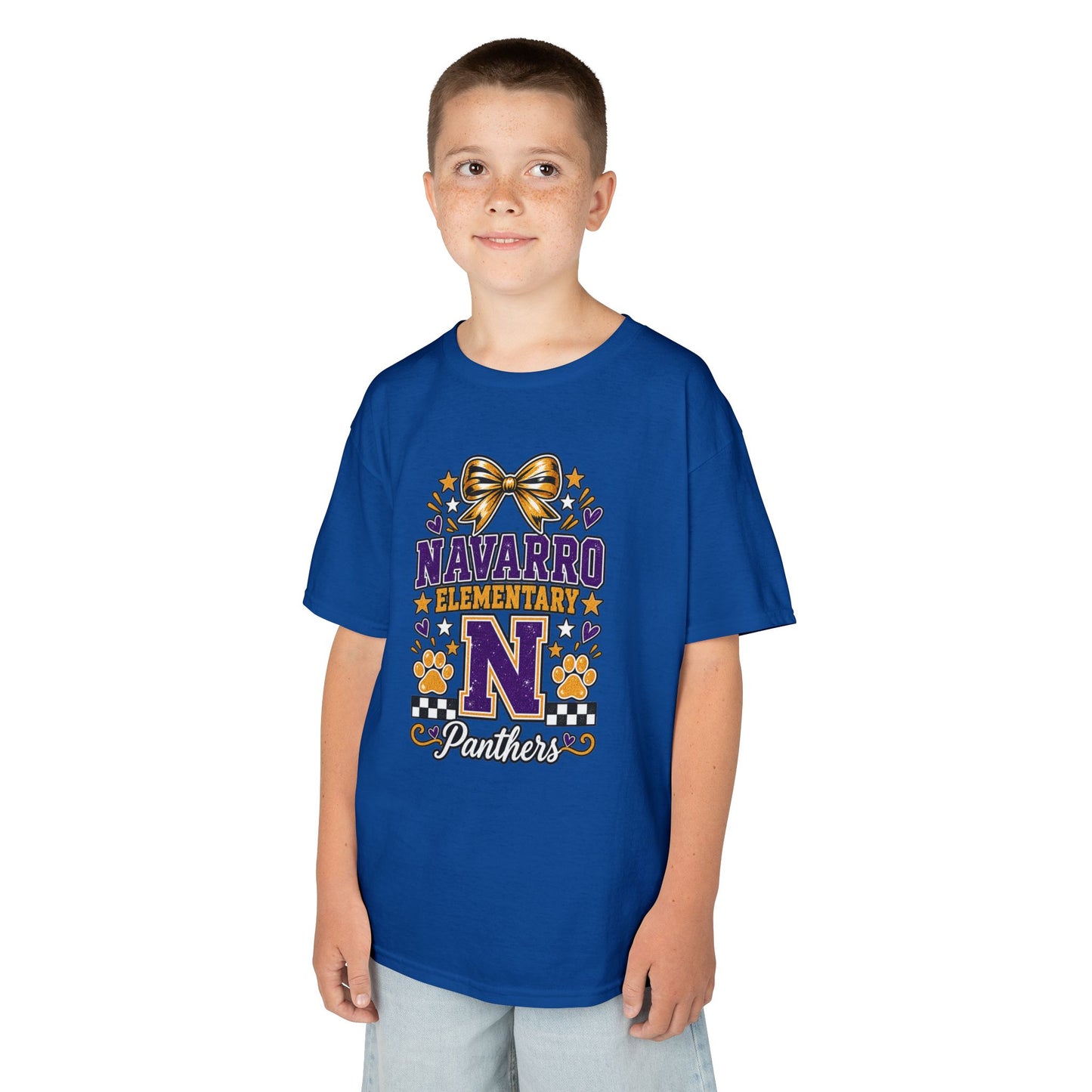 Kids Navarro Elementary Panthers T‑Shirt — Purple & Gold School Spirit Tee