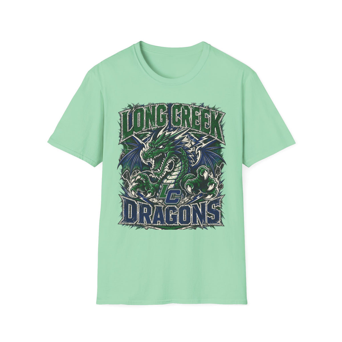 Long Creek Dragons T-Shirt — Vintage Green Dragon School Spirit Tee