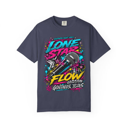 Lone Star Flow Microphone T-Shirt — Gonzales, Texas Retro Rap Tee