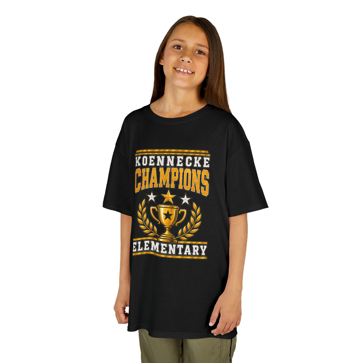 Koennecke Champions Elementary Kids T-Shirt — School Spirit Trophy Design