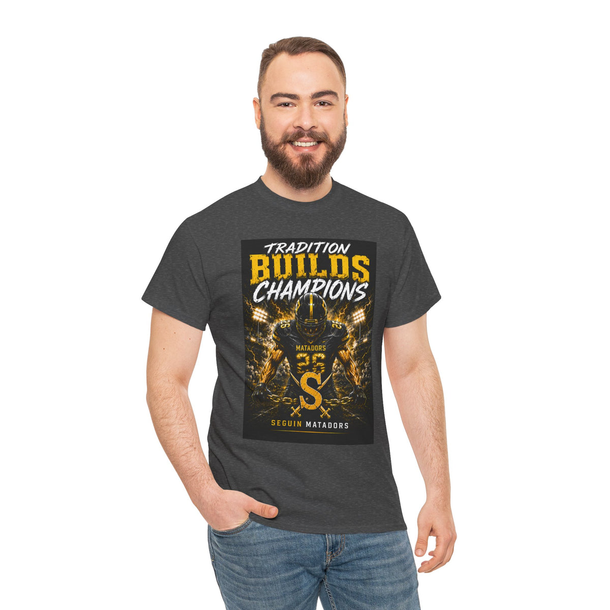 Tradition Builds Champions Football T‑Shirt — Senior Matadors Team Tee