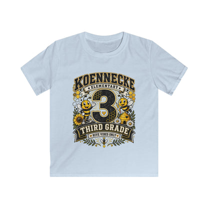 Third Grade Kids Tee - Koennecke Elementary 3rd Grade Sunflower Bee School Shirt