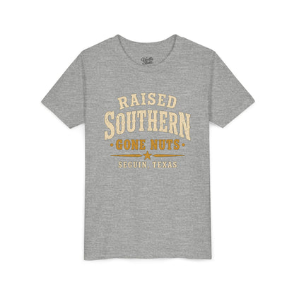 Youth Tee — "Raised Southern, Lone Star" Seguin, Texas Kids Shirt