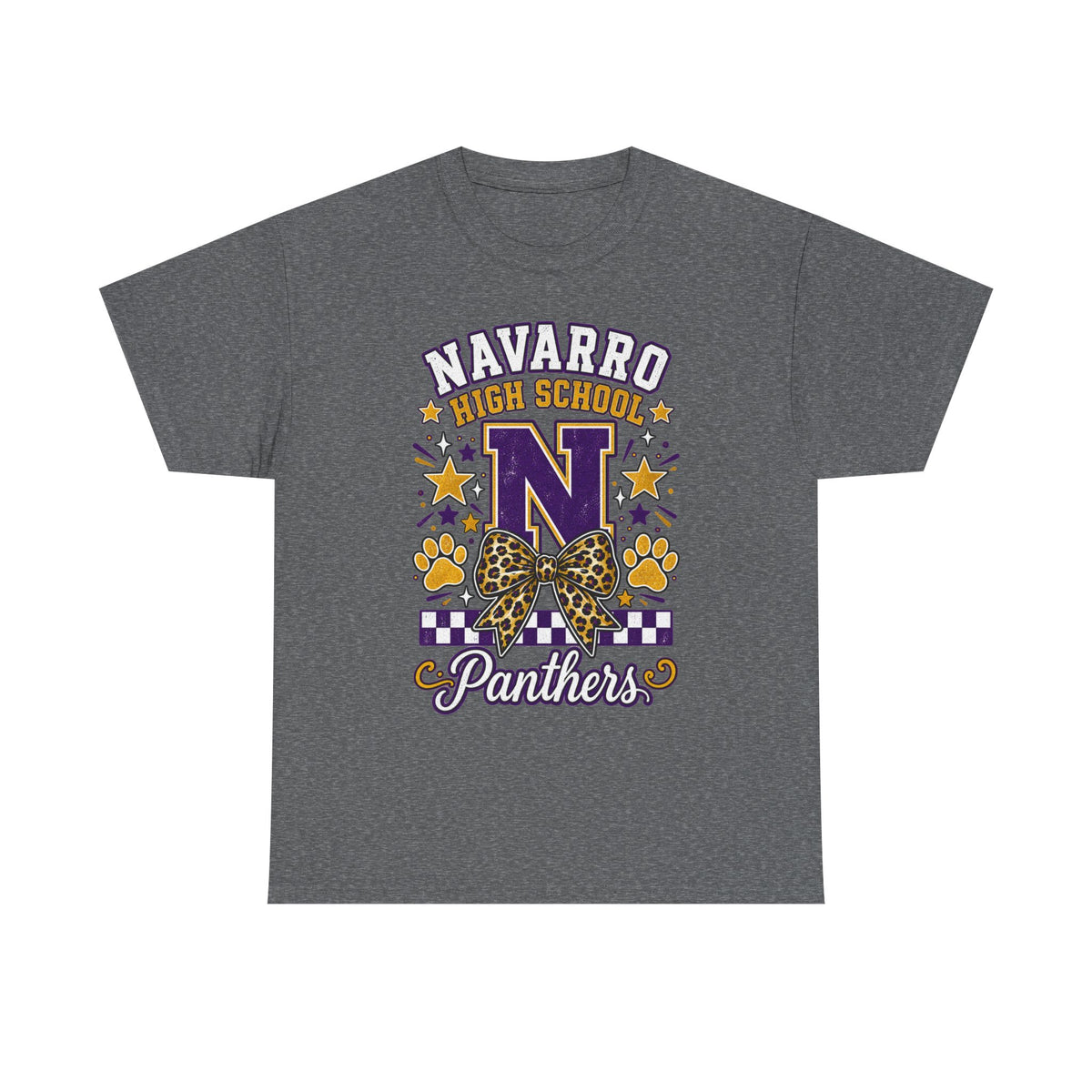 Navarro Panthers High School Tee — 'N' Leopard Ribbon Paw Print Design