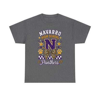 Navarro Panthers High School Tee — 'N' Leopard Ribbon Paw Print Design