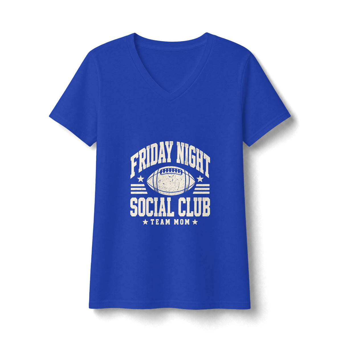 Friday Night Social Club V-Neck Tee — Team Mom Football T-Shirt