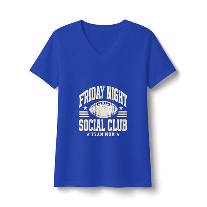 Friday Night Social Club V-Neck Tee — Team Mom Football T-Shirt