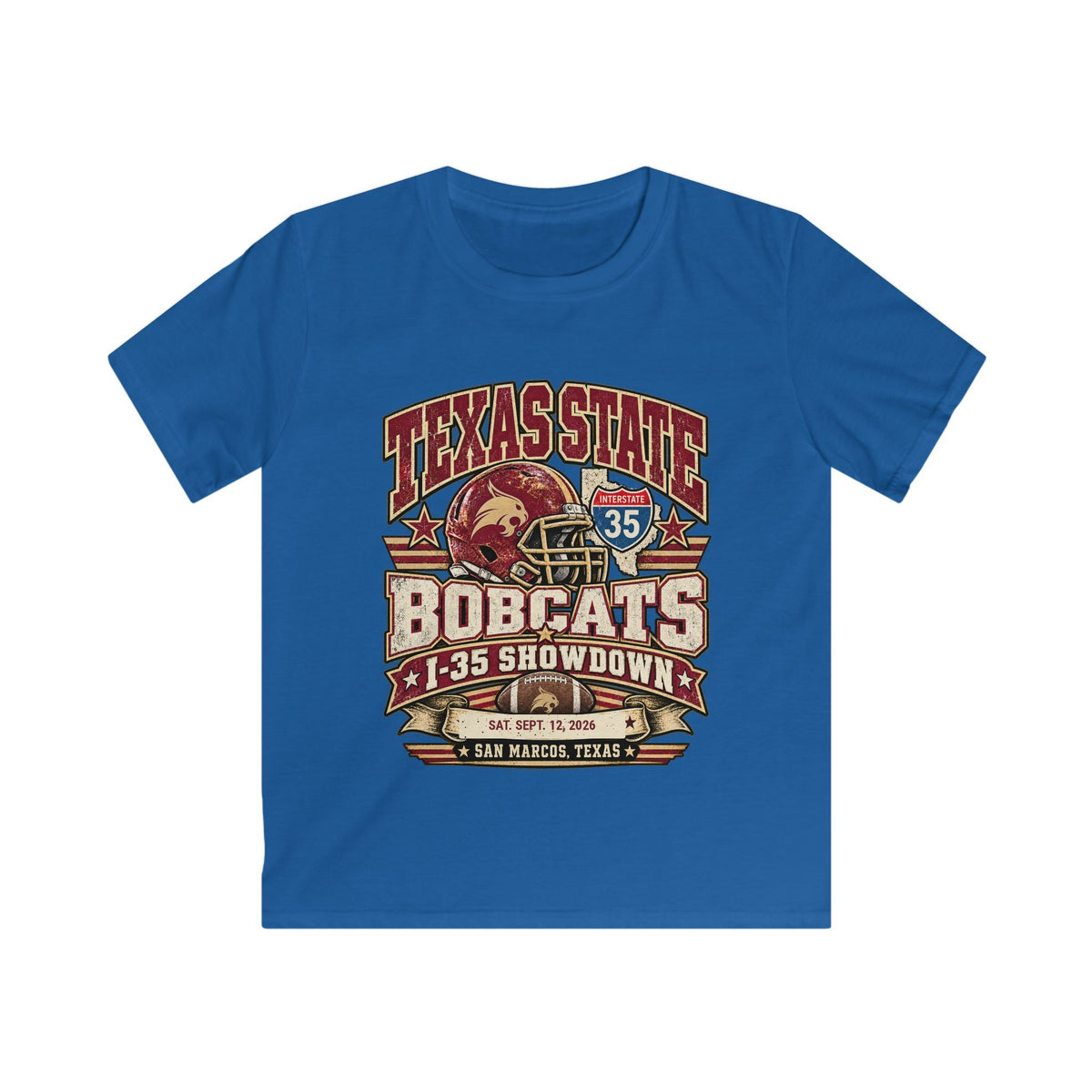 Texas State Bobcats Kids T‑Shirt — I-35 Showdown Football Tee (San Marcos, TX)