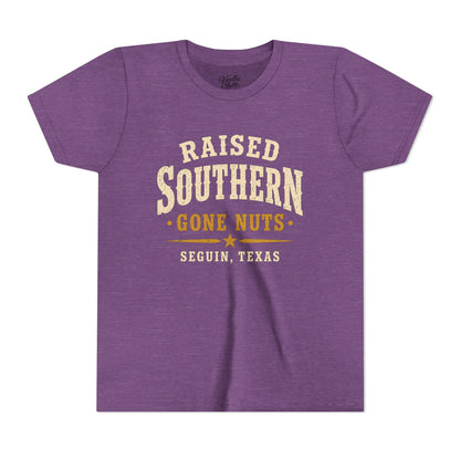 Youth Tee — "Raised Southern, Lone Star" Seguin, Texas Kids Shirt
