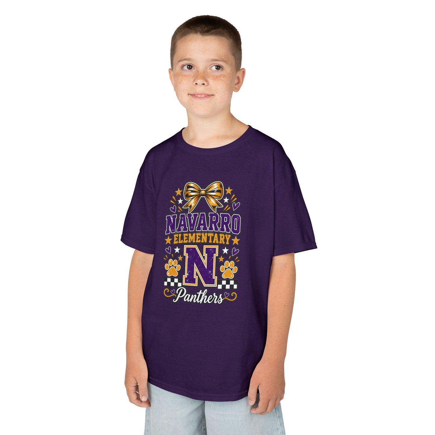 Kids Navarro Elementary Panthers T‑Shirt — Purple & Gold School Spirit Tee