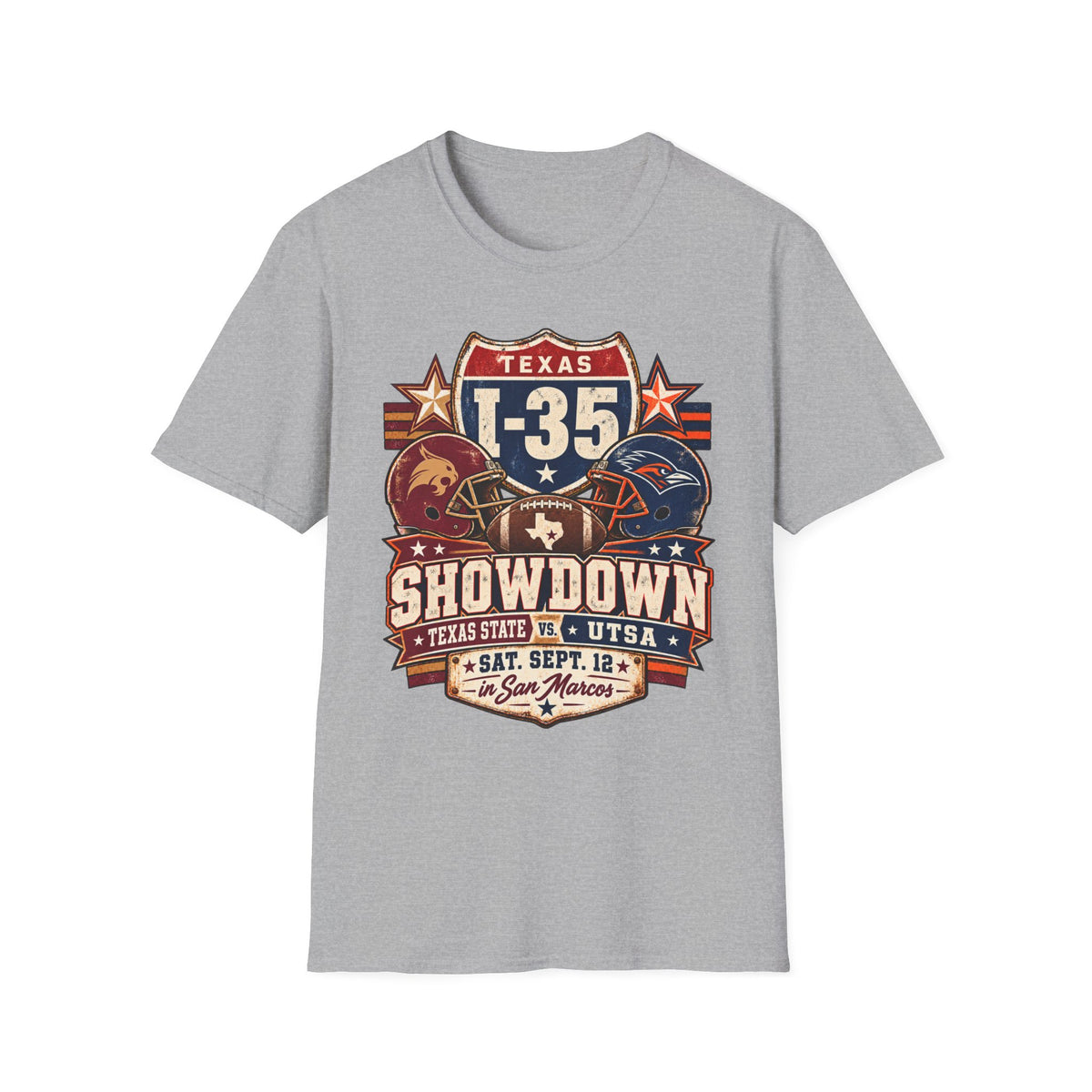 I-35 Texas Showdown Football T-Shirt – Texas State vs UTSA Game Day Tee