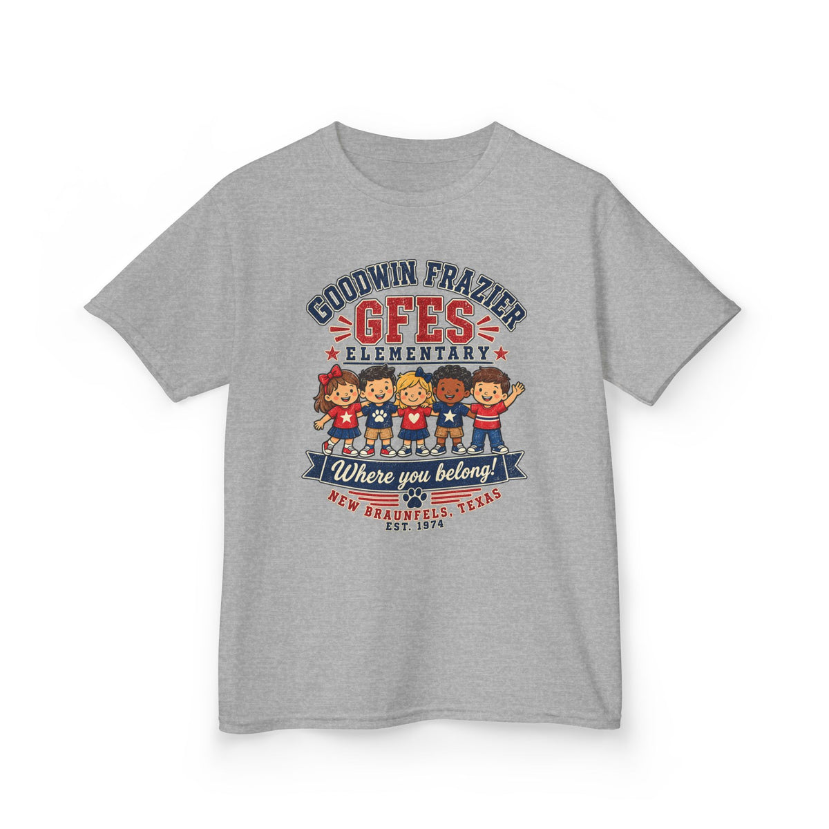 Kids T‑Shirt — "Goodwin Frazier G FES Elementary: Where You Belong" School Pride Tee
