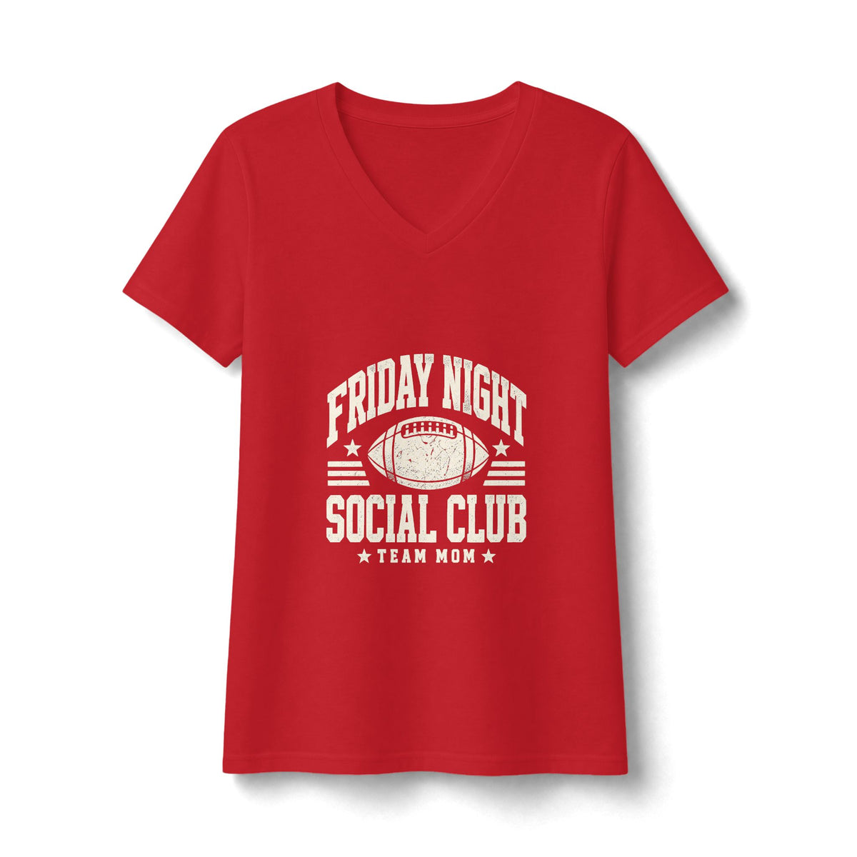 Friday Night Social Club V-Neck Tee — Team Mom Football T-Shirt