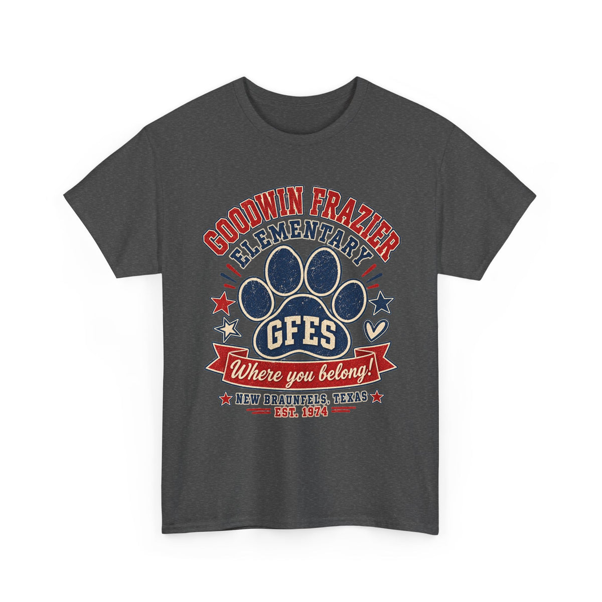 Goodwin Frazier Elementary GFES Paw Print T-Shirt — Where You Belong School Spirit Tee