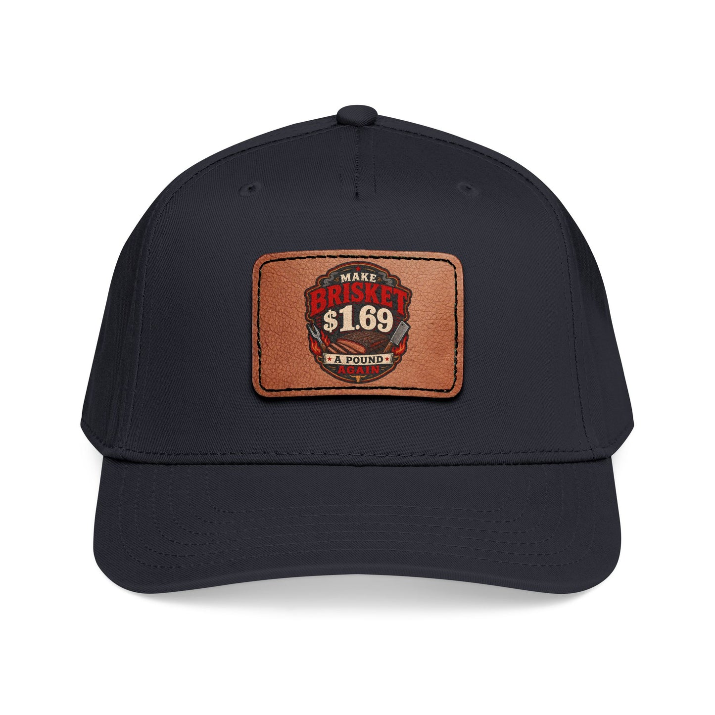VSA Brisket Mid Profile Baseball Cap with Leather Patch (Rectangle)