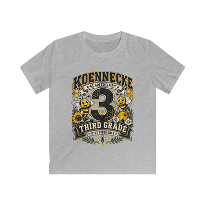 Third Grade Kids Tee - Koennecke Elementary 3rd Grade Sunflower Bee School Shirt