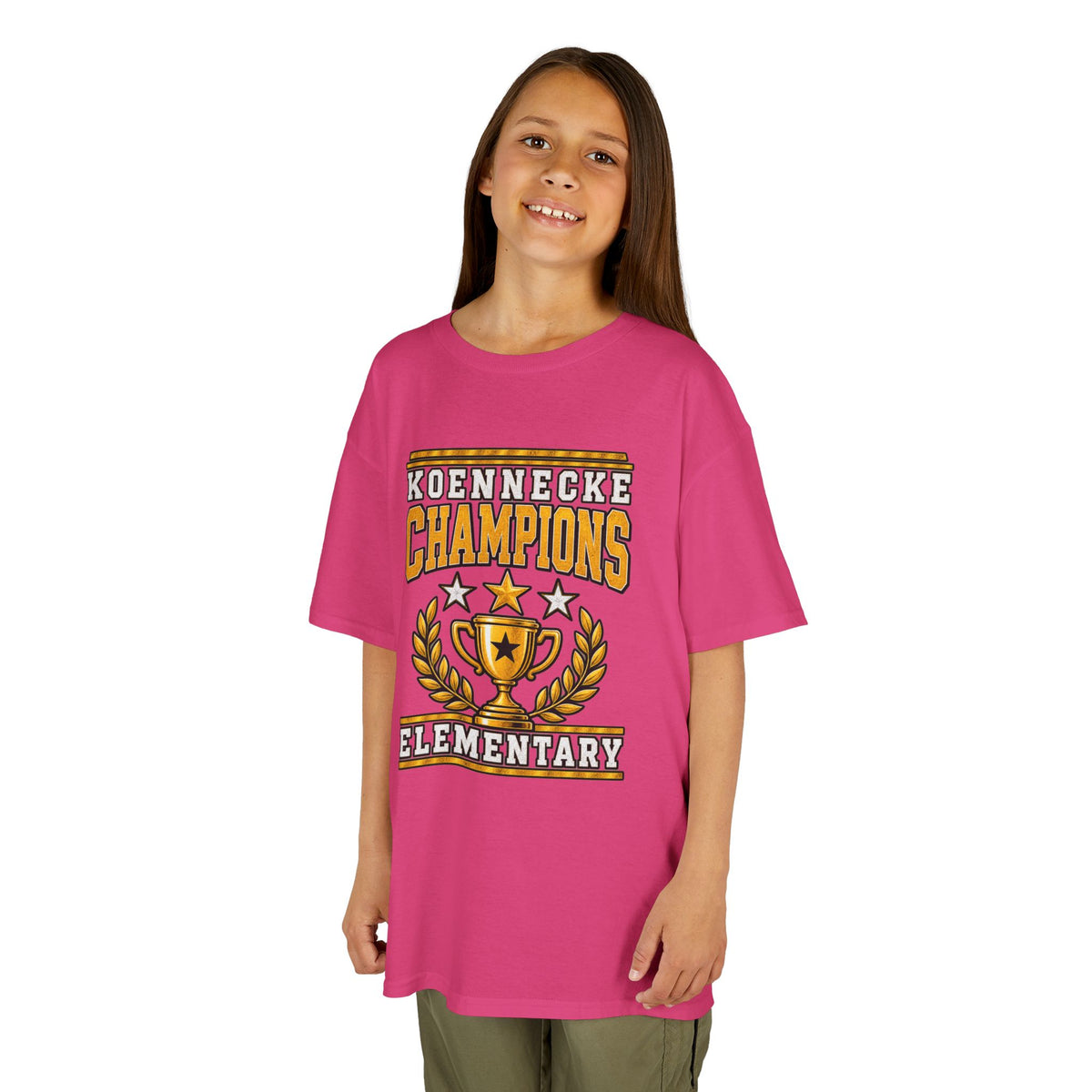 Koennecke Champions Elementary Kids T-Shirt — School Spirit Trophy Design