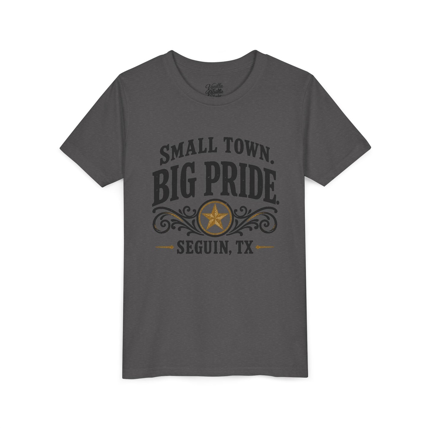 Youth Tee — "Small Town. Big Pride. Seguin, TX" Vintage Star