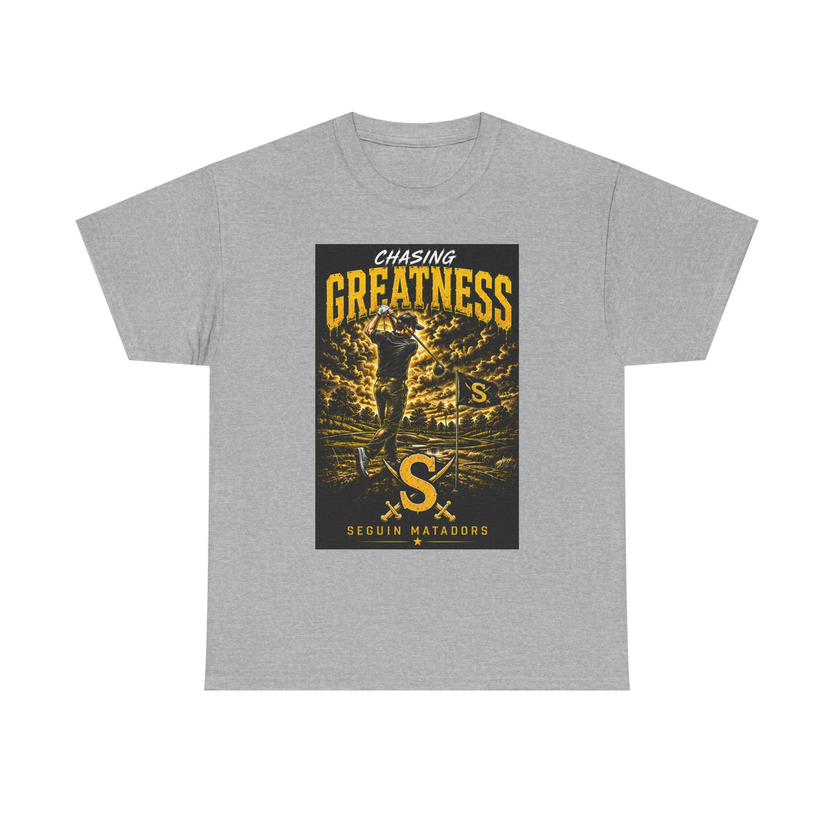 Chasing Greatness Tee — Seguin Matadors Baseball Graphic Shirt