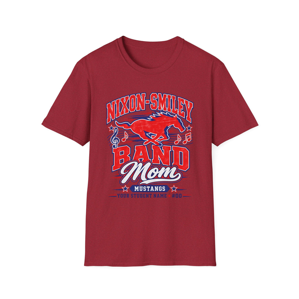Mustangs Band Mom T-Shirt — Nixon-Smiley Band Support Tee