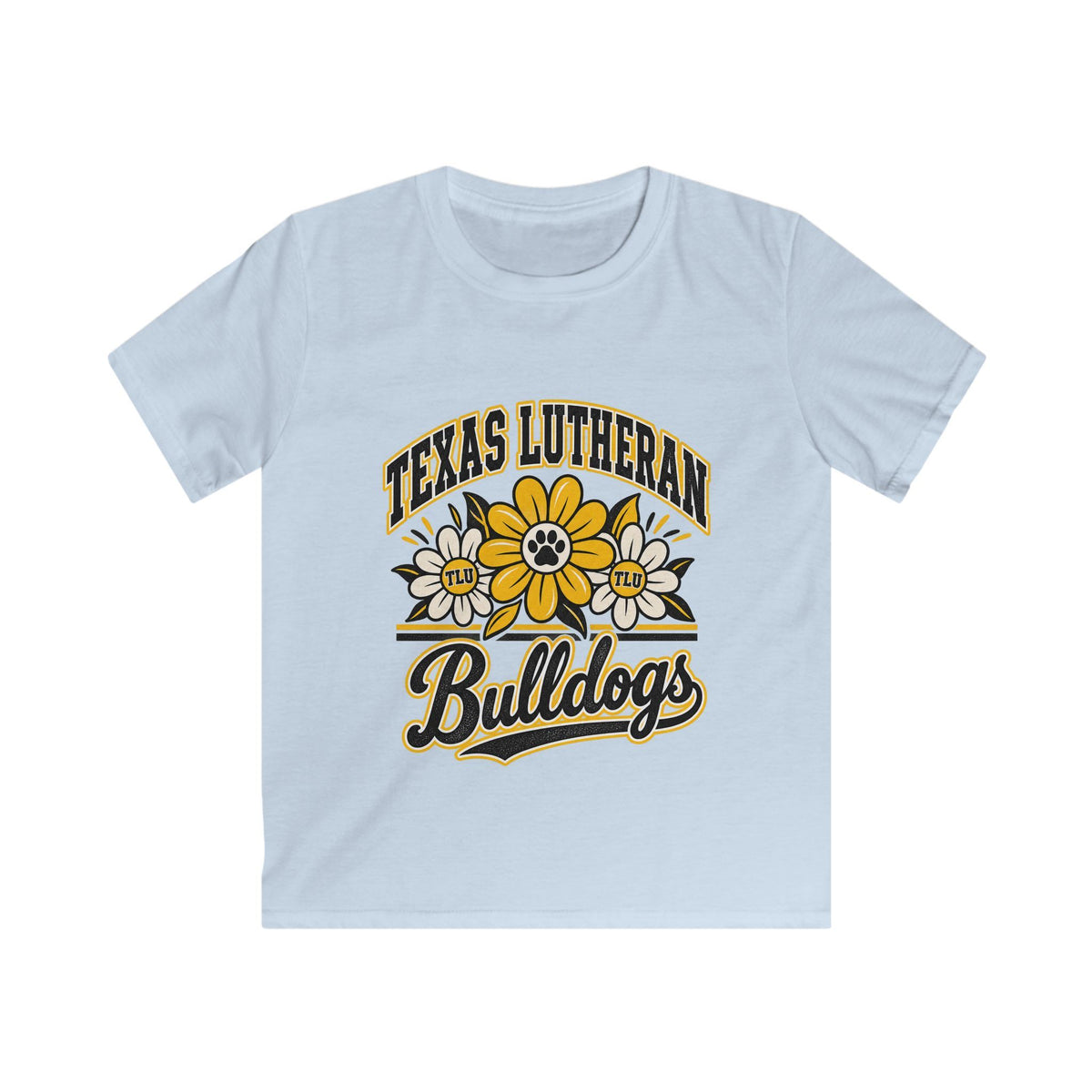Texas Lutheran Bulldogs Kids T-Shirt — Floral Mascot Youth Tee