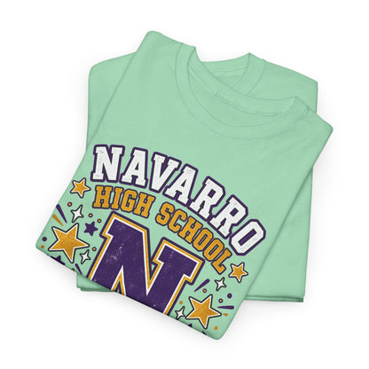 Navarro Panthers High School Tee — 'N' Leopard Ribbon Paw Print Design