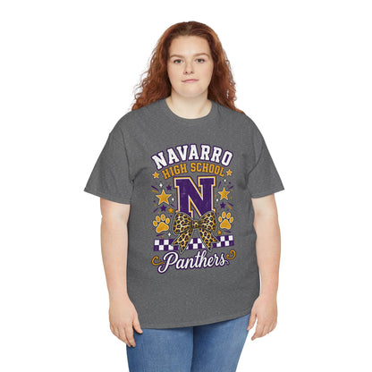 Navarro Panthers High School Tee — 'N' Leopard Ribbon Paw Print Design
