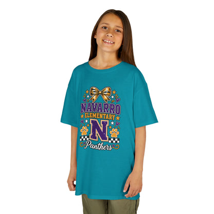 Kids Navarro Elementary Panthers T‑Shirt — Purple & Gold School Spirit Tee