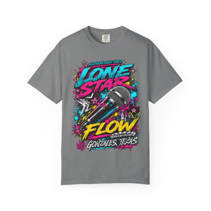 Lone Star Flow Microphone T-Shirt — Gonzales, Texas Retro Rap Tee