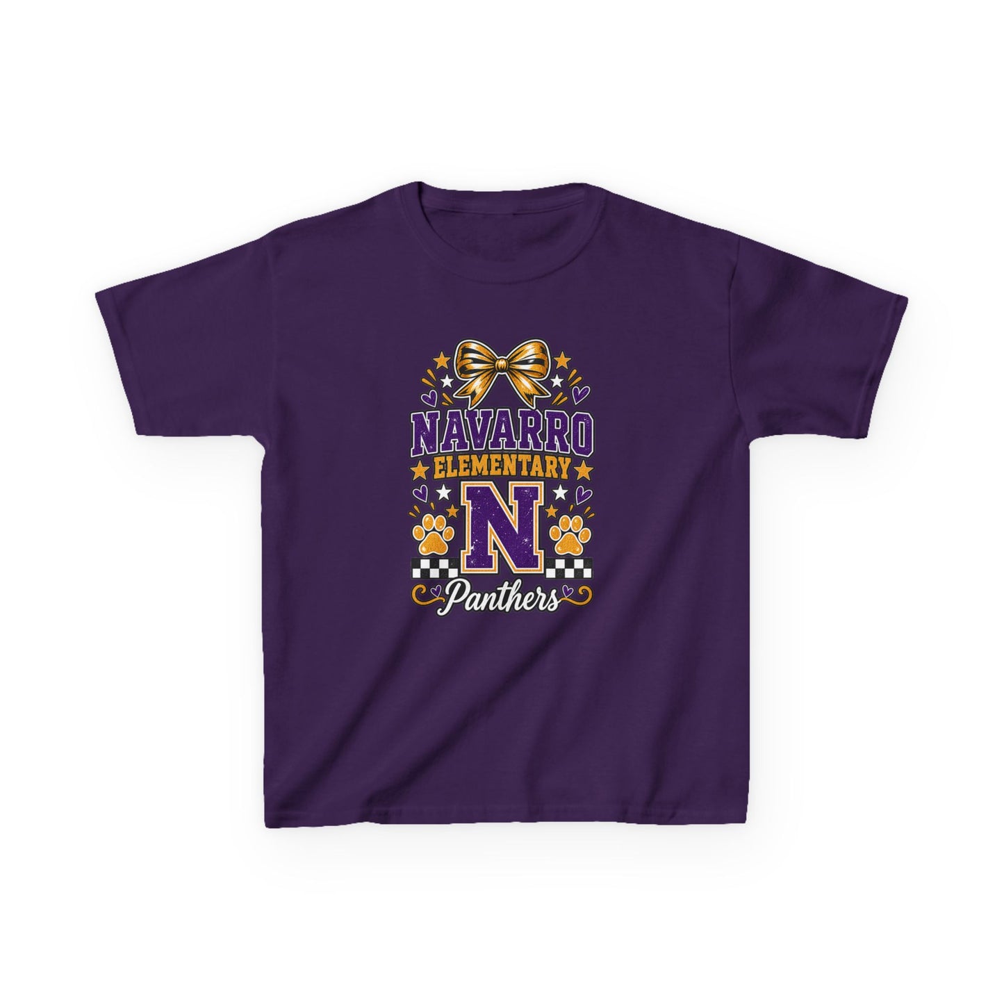 Kids Navarro Elementary Panthers T‑Shirt — Purple & Gold School Spirit Tee