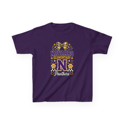 Kids Navarro Elementary Panthers T‑Shirt — Purple & Gold School Spirit Tee