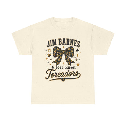 T-Shirt — Jim Barnes Middle School Toreadors Cheer Bow Design