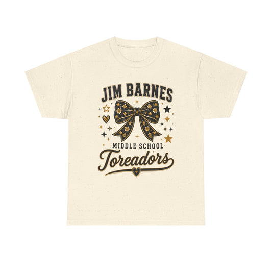 T-Shirt — Jim Barnes Middle School Toreadors Cheer Bow Design