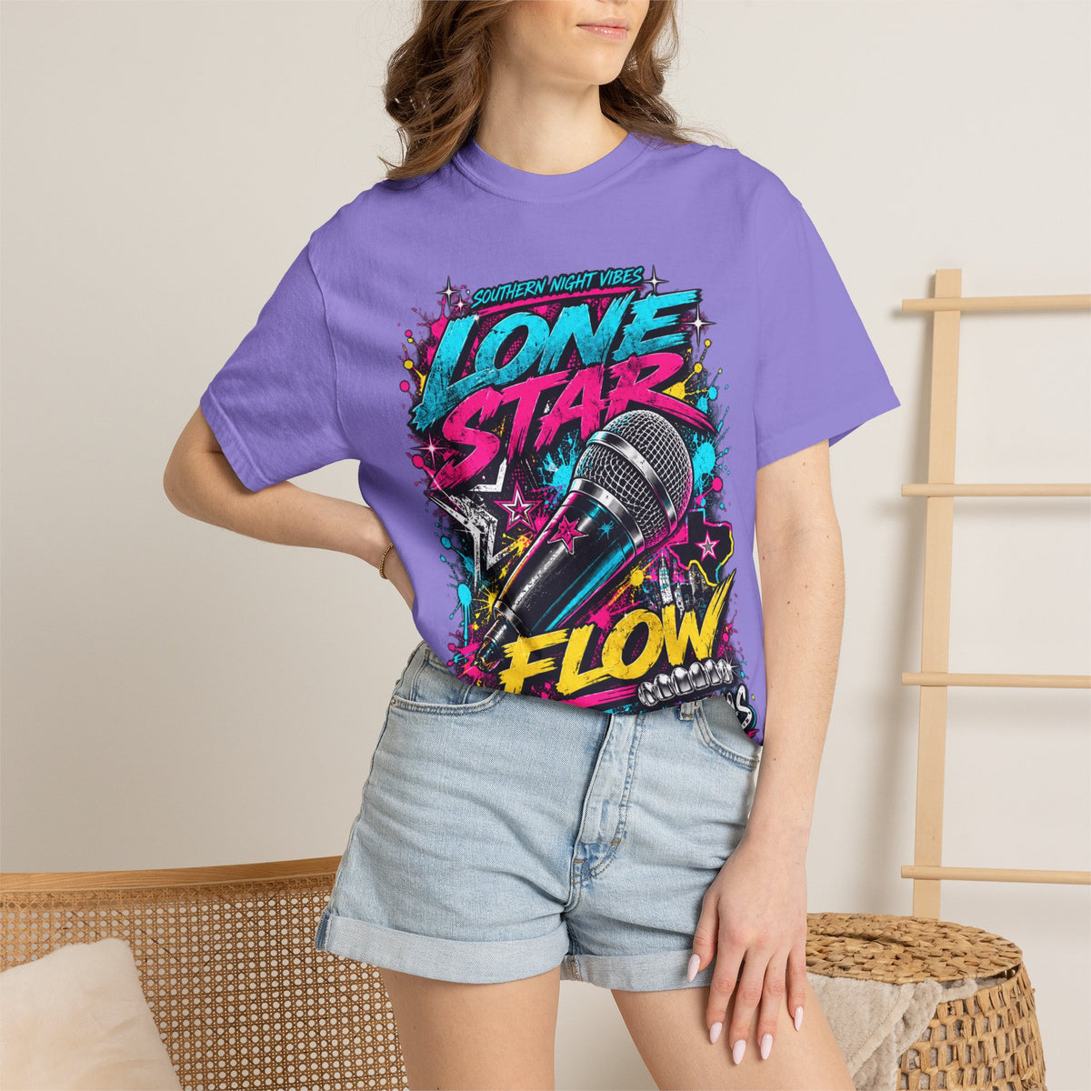 Lone Star Flow Microphone T-Shirt — Gonzales, Texas Retro Rap Tee
