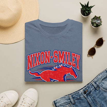 Nixon-Smiley Mustangs Tee — Retro School Mascot T-Shirt