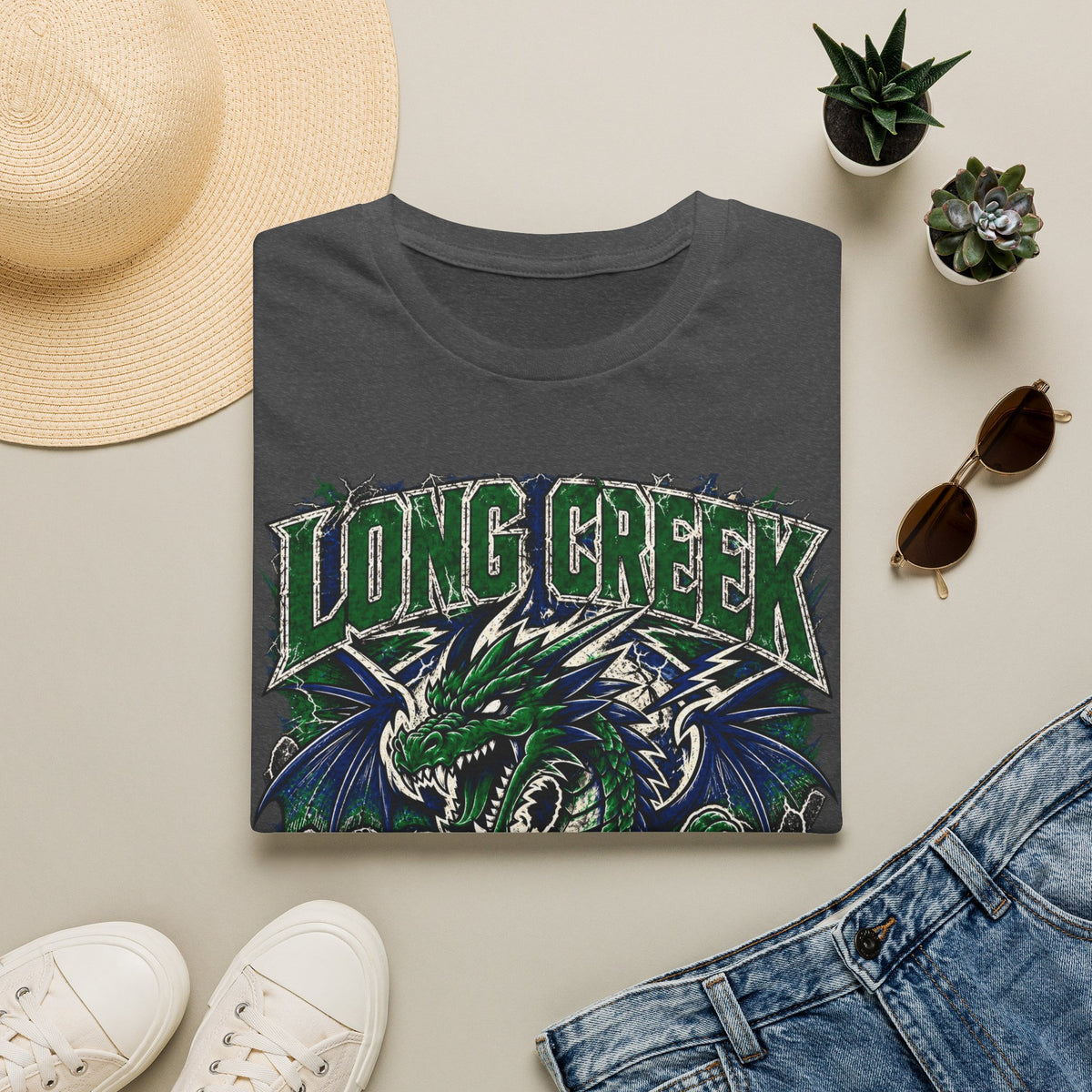 Long Creek Dragons T-Shirt — Vintage Green Dragon School Spirit Tee