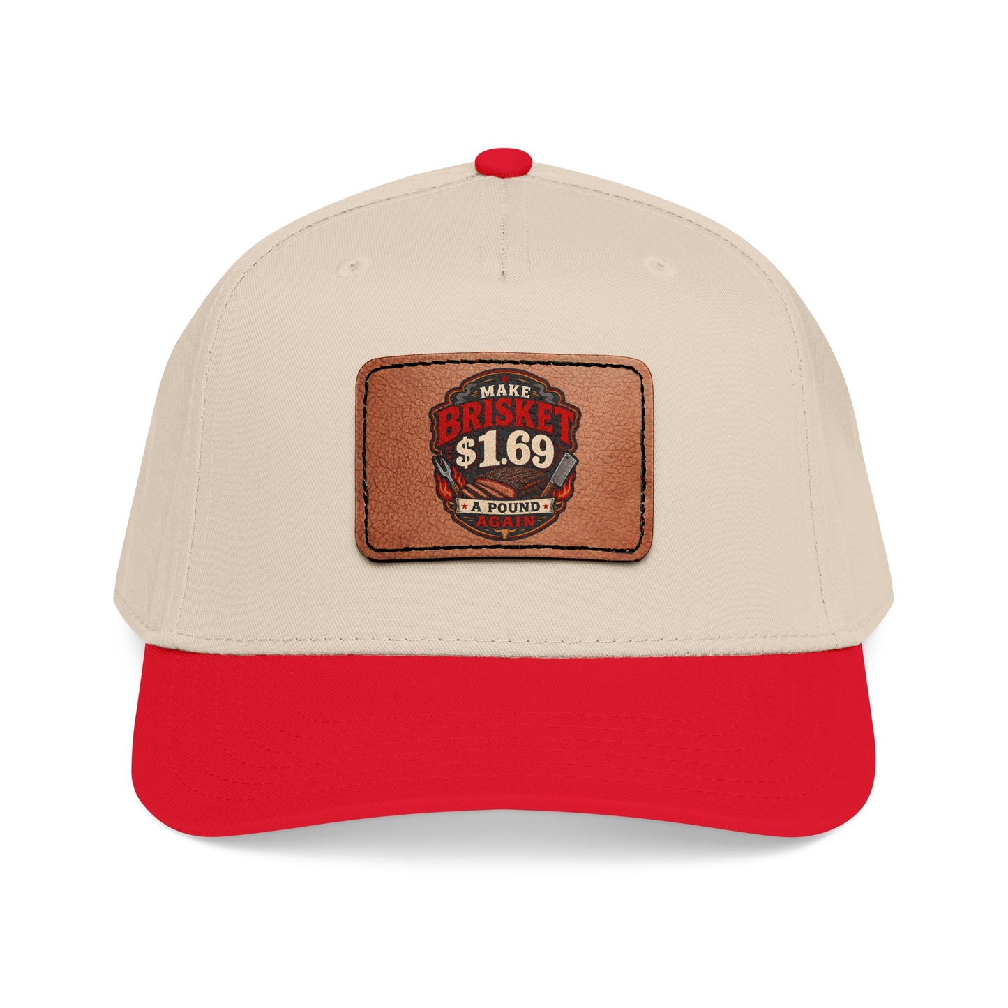 VSA Brisket Mid Profile Baseball Cap with Leather Patch (Rectangle)