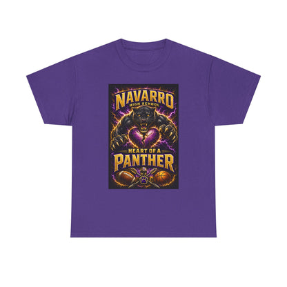 Panther Football Tee — "Navarro Heart of a Panther" High School Mascot Shirt