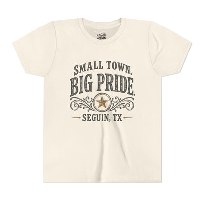 Youth Tee — "Small Town. Big Pride. Seguin, TX" Vintage Star