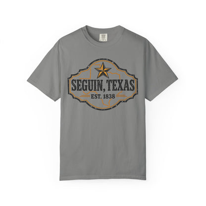 Seguin, Texas Vintage Badge T-Shirt — Est. 1838 Cotton Tee