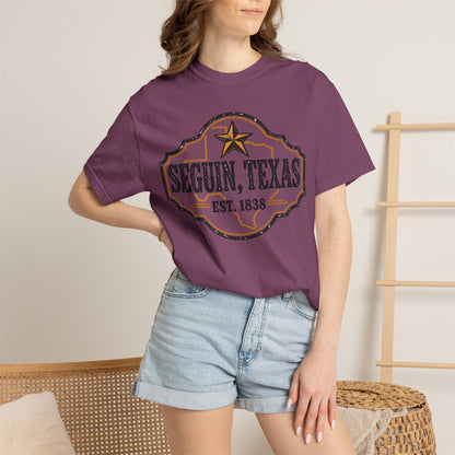 Seguin, Texas Vintage Badge T-Shirt — Est. 1838 Cotton Tee