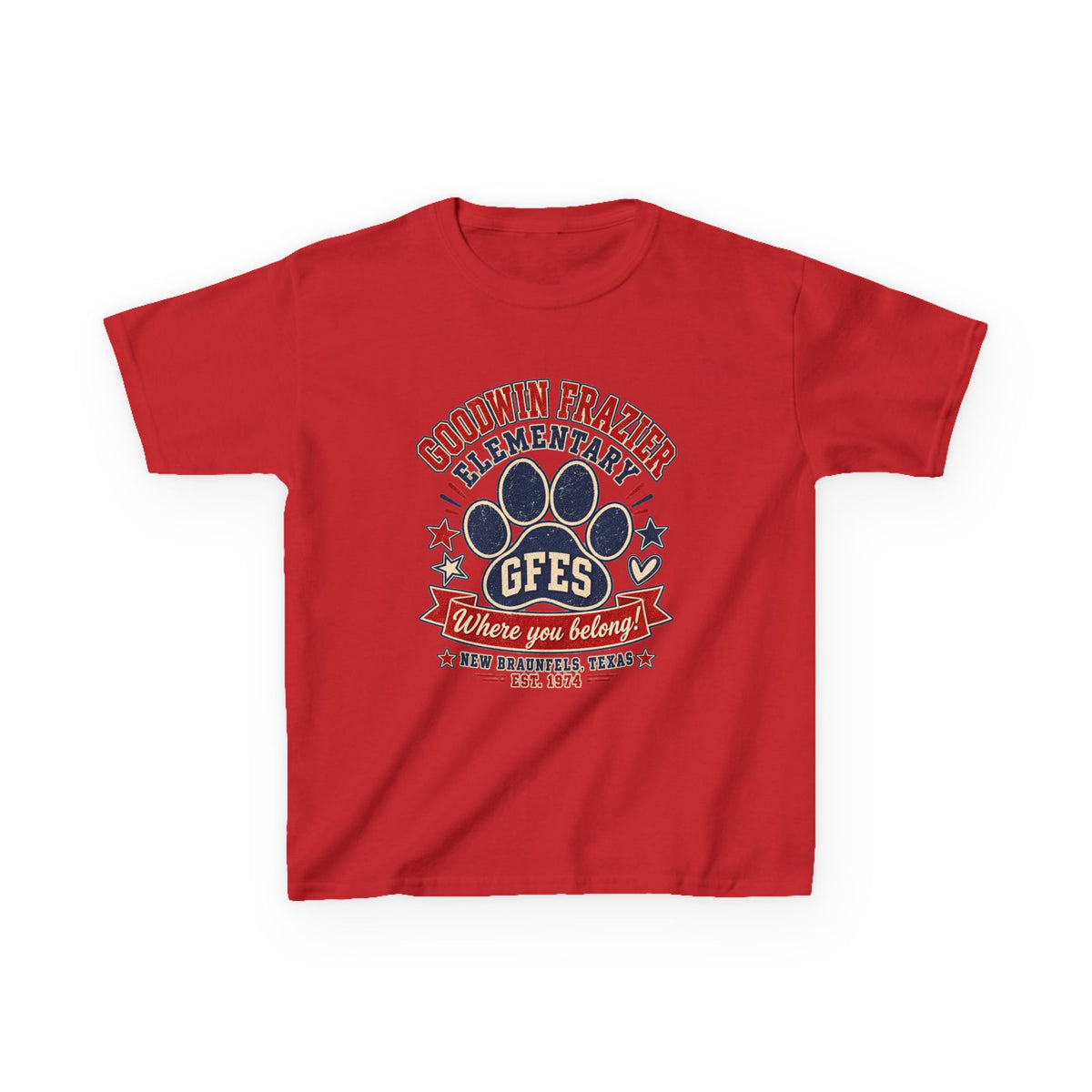 Kids Tee — Goodwin Frazier Elementary GFES Paw Print School Spirit Shirt