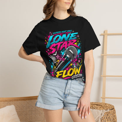 Lone Star Flow Microphone T-Shirt — Gonzales, Texas Retro Rap Tee