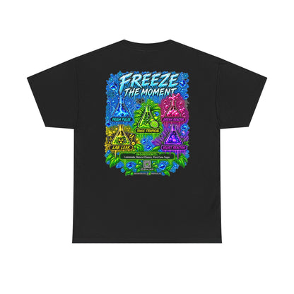Frost Lab Tee — “Freeze the Moment” Neon Science Graphic Shirt
